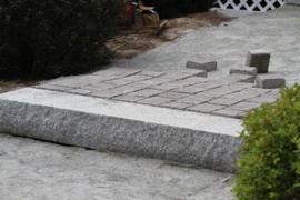 Brick Patio and Landscaping Job in Hollis NH